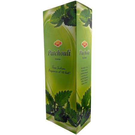 SAC Patchouli-Räucherstäbchen – Schachtel mit 6 sechseckigen Packungen à 20 Stäbchen, insgesamt 120 Räucherstäbchen