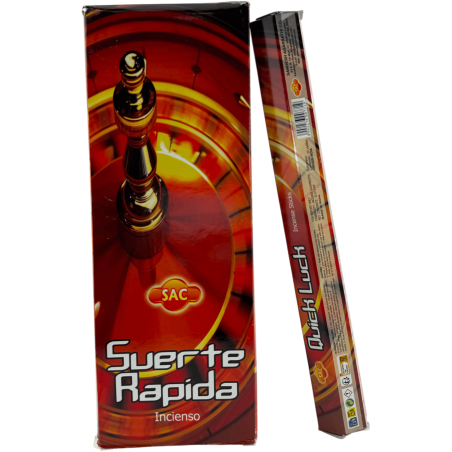 Incenso SAC Fast Luck - Caixa com 6 pacotes hexagonais de 20 varetas cada, totalizando 120 varetas de incenso.