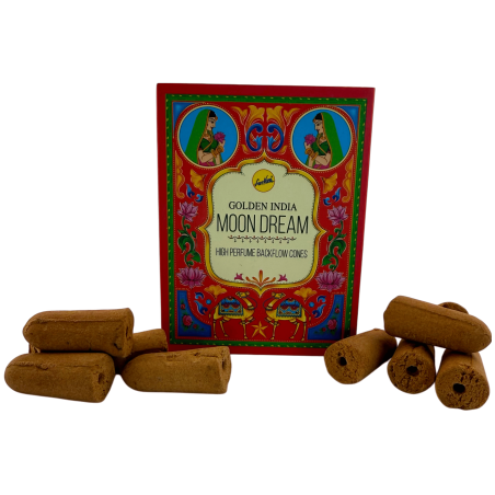 SREE VANI Golden India Backflow Moon Dream Incense Cones - Pack of 10 blackflow cones