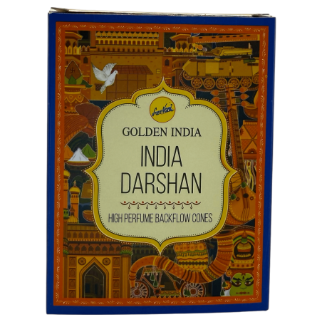 Cônes d'encens à reflux, Arômes d'Inde SREE VANI India Darshan Golden India - Paquet de 10 cônes à reflux