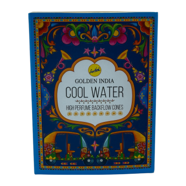 SREE VANI India Cool Water Golden India Backflow Incense Cones - Pack of 10 Blackflow Cones
