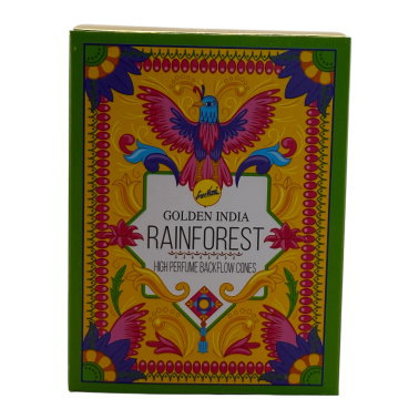 Conos Incienso Reflujo Rainforest SREE VANI India Golden India - Paquete de 10 conos blackflow