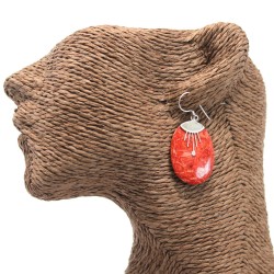 Pendientes de plata y coral - Oval  - 1