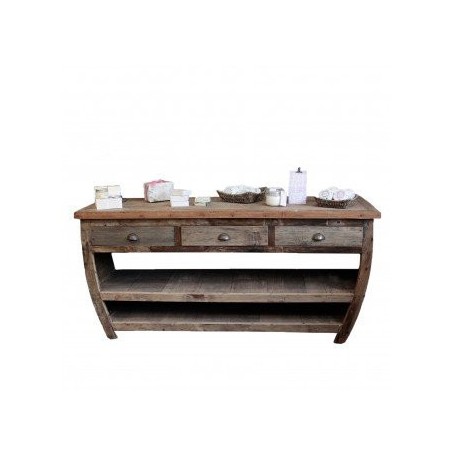 Mesa central de madera reciclada - 180x60x80cm