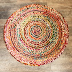 Runder Teppich aus Jute und recycelter...