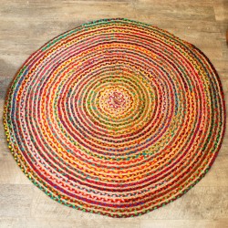 Matta i rund jute och återvunnen bomull 150 cm...
