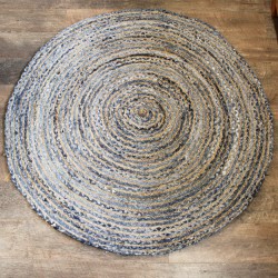 Tapis rond de recyclage en jute et denim 150 cm...