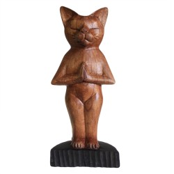 Gato de yoga tallado a mano - De pie - 31x13,5x6cm