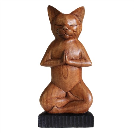Gato de yoga tallado a mano - Loto - 31x13,5x6cm