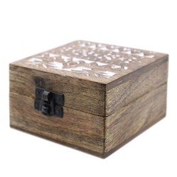 Witte houten kist - 4x4 pillendoos Slavisch...