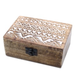 Witte houten kist - 6x4 pillendoos Slavisch...