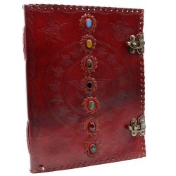Enorme libro in pelle con 7 chakra - 10x13 (200...
