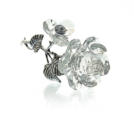 Trandafir de cristal cu tulpina de argint