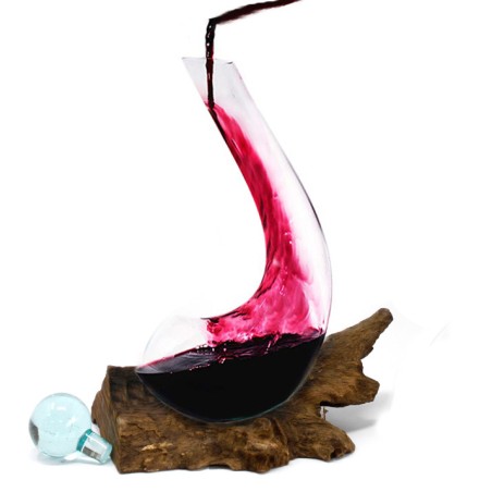Vidro Fundido em Madeira - Decanter de Vinho