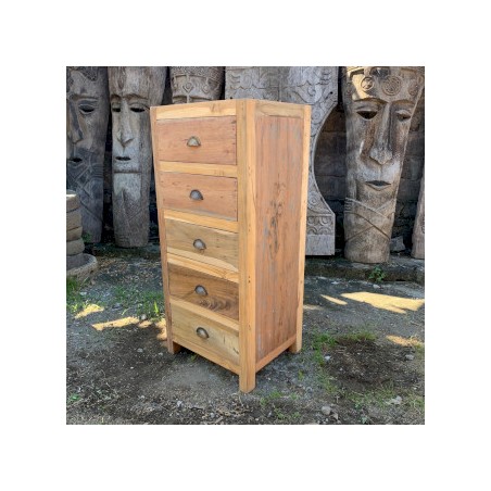 Hohes Set mit 5 Schubladen - Recyceltes Holz