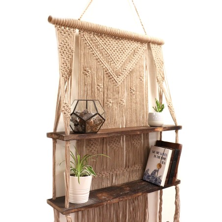 Étagères suspendues en macramé marron - Marron