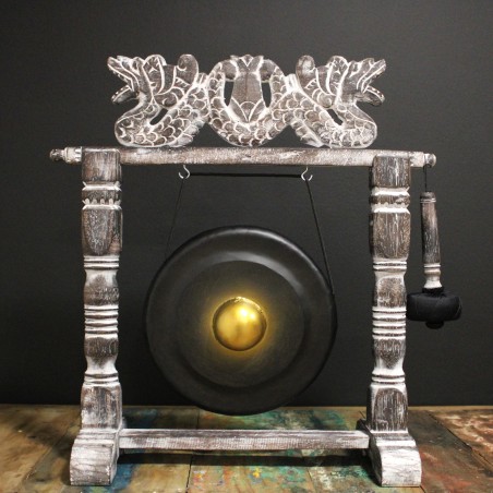 Gong da meditazione piccolo con supporto - 25 cm - Nero
