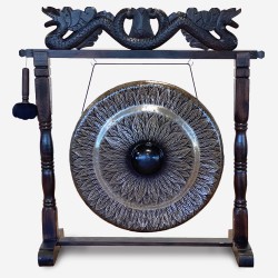 Gong de meditació gran sobre suport marró antic...