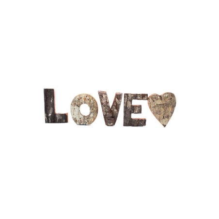 Set de litere din scoarță rustică - LOVE (4x3) - Mic 7cm