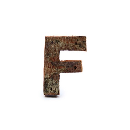Rustic Bark Letter - "F" (12) - Small 7cm