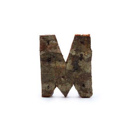 Lettre d’écorce rustique - «&nbsp;M&nbsp;» (12) - Petit 7cm