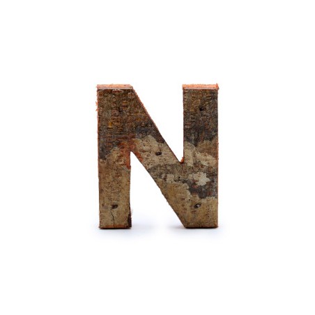 Rustic Bark Letter - "N" (12) - Small 7cm