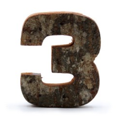 Écorce rustique numéro - «&nbsp;3&nbsp;» (12) - Petit 7cm