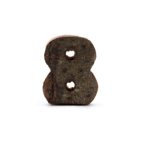 Numero di corteccia rustica - "8" (12) - Piccolo 7 cm