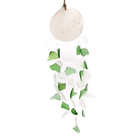 Carillón vidrio reciclado - Verde y Blanco