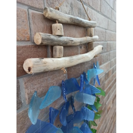 Gerecycleerd glazen klokkenspel - blauw en groen