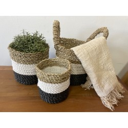 Juego de cestas de algas marinas - Gris oscuro / Blanco / Natural