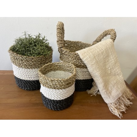 Algenkorb-Set - Dunkelgrau / Weiß / Natur
