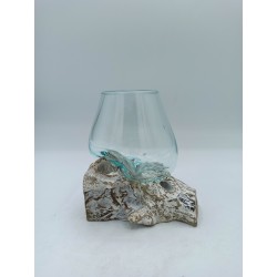 Vidrio fundido sobre madera blanqueada - Cuenco...