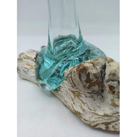 Vidro Fundido em Madeira Branqueada - Vaso - Pequeno