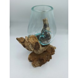 Geschmolzenes Glas auf Holz mit Ständer - Große...
