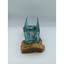 Tank aus Gussglas auf Holz mit Ständer - Medium...