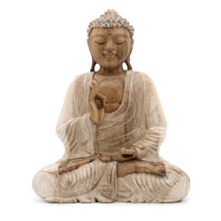 Statue de Bouddha blanchie à la chaux - 30cm...