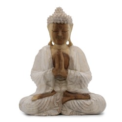 Statue de Bouddha blanchie à la chaux - 30cm...