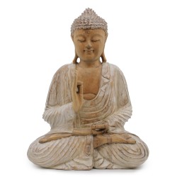 Whitewashed Buddha Statue - 40cm Teaching...