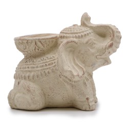 Quemador de Incienso Elefante & Candelabro (crema)