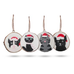Kerstkatten - Handgeschilderde kerstversiering...
