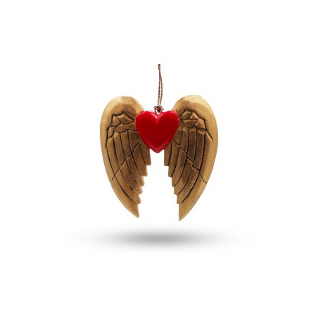 Ala y corazón de ángel de Navidad dorado - detalle negro