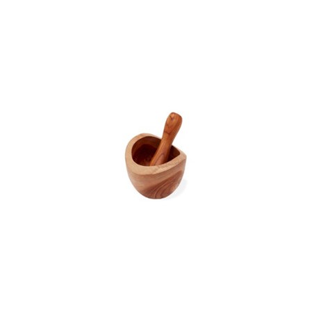 Pilão e almofariz de madeira de teca - médio