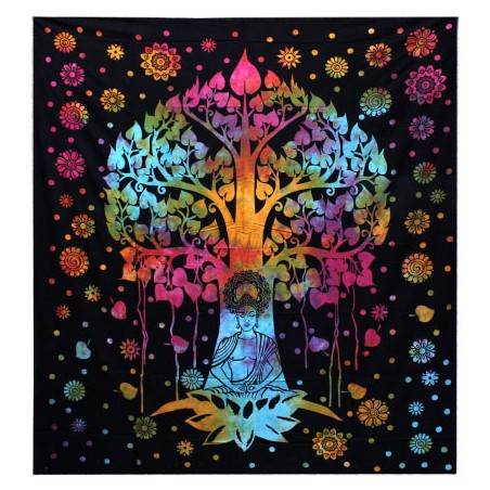 Einzelne Tagesdecke aus Baumwolle + Wandteppich - Bodhi Tree