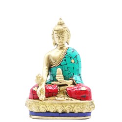 Figura di Buddha in ottone - Mano abbassata -...