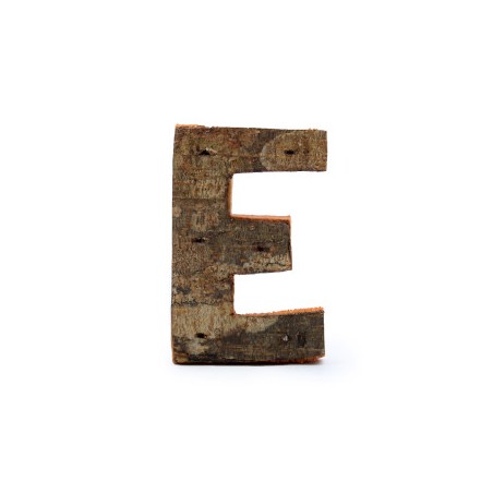 Lettre d’écorce rustique - «&nbsp;E&nbsp;» (12) - Petit 7cm
