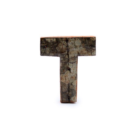 Rustic Bark Letter - "T" (12) - Small 7cm