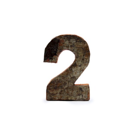 Rustiek schorsnummer - "2" (12) - Klein 7cm