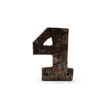 Rustiek schorsnummer - "4" (12) - Klein 7cm