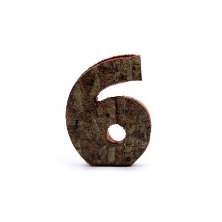Rustikale Rinde Zahl - "6" (12) - Klein 7cm